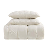 Truly Soft Pleated Duvet Set Ivory Polyester 3-Piece Ivory Off White King