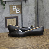 A New Day Valentina Pointed Toe Buckle Ballet Flats 94462481 Black 8M