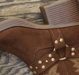 Sun + Stone Womens Norahh Moto Midshaft Booties Russet Microsuede Brown 8M