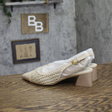 Franco Sarto Pump Faux Leather Woven Alabaster Off White MISMATCH (7.5M/8M)