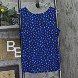 IMAN Printed Cheetah Pattern Knit Stretchy Tank Top Blue M
