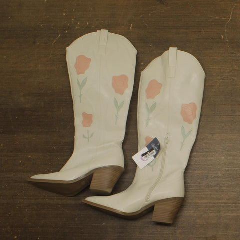 Universal Thread Dixie Floral Western Cowboy Boots 92230000 White Multi 6.5M