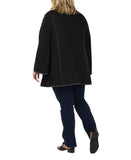 Patricia Nash Leather-Trimmed Open-Sleeve Cape with Filigree Clasp KN11504 Black