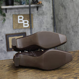 A New Day Wide Width Tigris Low-Shaft Studded Heeled Booties Dark Brown 7.5W