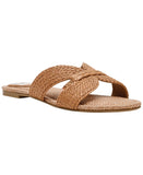 DV Dolce Vita Raffia Criss Cross Strap Flat Slide Sandals Cafe Brown 5.5M