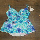 Coco Reef Adjustable Printed Tankini Womens Swimsuit Blue Multi 16 / 40D