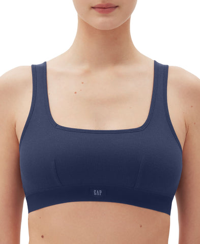 Gap Body Womens Logo Comfort Square-Neck Knit Bralette GPW01052 Elysian Blue L