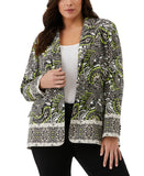 ELLA Rafaella Size Unlined Paisley Print Blazer Jacket String Black Multi 3X