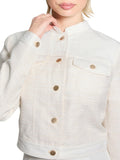 Guess Womens Elsie Tweed Mix Denim Jacket W5GL23WH610-F0ED White Tweed Combo XL