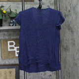 Eyeshadow Juniors Flutter-Sleeve High-Low Blouse Top Navy Blue M