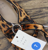 A New Day Tasmin Velvet Crisscross Strap Flats 94568227 Leopard Brown 7M