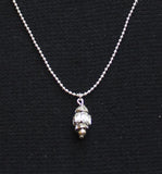 Crystal Pendant Necklace on Bead Chain Silver Gray / Clear 17.5" + 3"