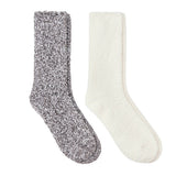 Auden Marled Cozy Fuzzy Crew Socks 2-Pack 91230364 Ivory / Charcoal gray S
