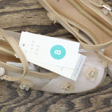 A New Day Womens Everly Floral Mesh Mary Jane Ballet Flats Beige Brown 8M