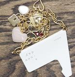A New Day Chain Multi Lock Bow Cherry Charm Heart Necklace Gold Multi 16" + 3"