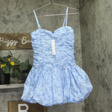 Aqua Womens Rose Bud Gathered Mini Babydoll Dress IDO14115 Blue Multi S