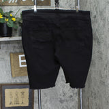 DG2 by Diane Gilman Plus Size Frayed Pull On Denim Bermuda Shorts Black 2X
