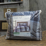 Truly Soft Trey Plaid Polyester 3-Piece Duvet Set Multicolor Blue Full/Queen