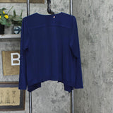 Everyday by Susan Graver Liquid Knit Elastic Open Front Cardigan Navy Blue M