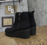 Style & Co. Womens Sayylor Wedge Booties 10019630400 Black Microsuede 7.5M