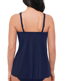 Swim Solutions Womens High-Low Tankini Top Swim Bikini 806843 Navy Blue 14