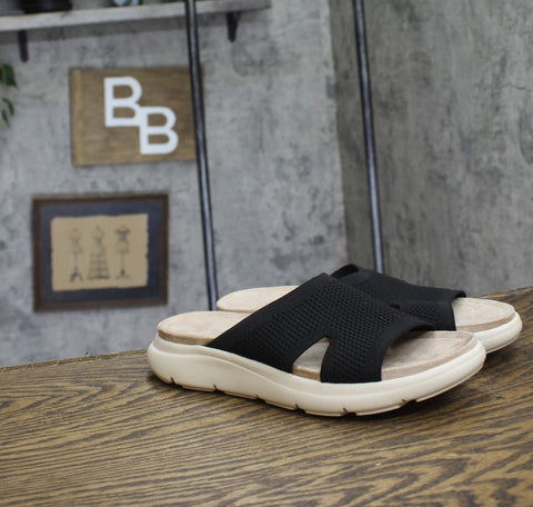 Easy Spirit Womens Amari Sporty Flat Slide Sandals Black 8M