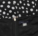 Tommy Hilfiger Womens Chiffon Polka-Dot Midi Dress Black / Cream 10