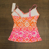 Anne Cole Drape Front Tankini Swim Top Tie Dye Foulard Pink Multi 32C/34B