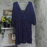 Lauren Ralph Lauren Tunic Swim Cover-Up Dress 20151080W Dark Navy Blue 3X