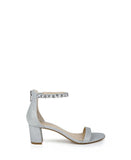 Jewel Badgley Mischka Lydia Evening Sandals Shoes Silver Tone Glitter Gray 11M