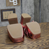 Wild Fable Womens Block Strappy Platform Heels 166caf4e55afe9 Pink Foil 6.5M