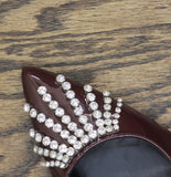A New Day Serafina Rhinestone Strap-Back Heels 94661780 Burgundy Red 6M