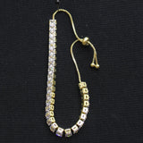 Interlocking Slider Adjustable Tennis Bracelet Gold / Clear