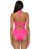 Soluna Womens Buckle-Up Convertible One Piece Swimsuit Cosmopolitan Pink L