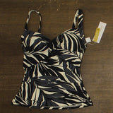 Anne Cole Chic Draped Front Underwire Swim Tankini Top Black / White 34DD / 36D