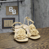 A New Day Womens Esme Floral Crochet Kitten Heels 92979007 Tan Brown 10M