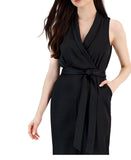 Taylor Women's V-Neck Tie-Waist Scuba Crepe Jumpsuit 3082M Black 12