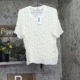 DKNY Womens Lightweight Ruched Scalloped Hem Top P52SAW83 Coconut Off White XL