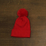 On 34th Rib-Knit Cuffed Beanie with Pom Pom MO1542501 Dark Red