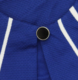 24Seven Petite Long Sleeve Button Closure Crop Jacket Blue / White 10P