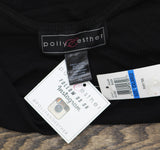 Polly & Esther Juniors Ribbed Scoop-Neck Skimmer T Shirt Top Black XL