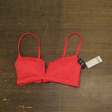 Bar III Womens V-Wire Plunge-Neck Bralette Bikini Swim Top Bright Rose Pink XL