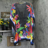 Bleu By Rod Beattie Womens V-Neck Cover Up Caftan Woven RBTT26802 Black Multi M