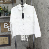DG2 by Diane Gilman Star Denim Jean Button Up Trucker Jacket Ivory Off White M