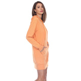White Mark Hoodie Kangaroo Pocket V Neck Knit Sweatshirt Dress Orange L