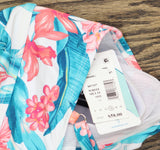 Swim Solutions Crossover Printed Shirred Tankini Swim Top Tropic Twist Multi 14