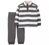 Carter's Toddler Boy Striped Fleece Pullover Sweatshirt 2Q223110 Gray Stripe 5T