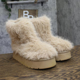 A New Day Faux Fur Platform Booties Fuzzy Brown 7M