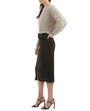 Jen7 Women's Front-Split Pencil Skirt 7G908353 Black 6