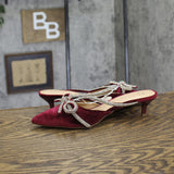 A New Day Gwen Rhinestone Bow Mule Heels 94656739 Velvet Red 8M